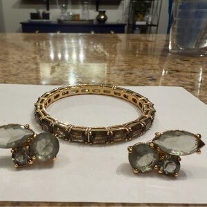 Kate Spade Gold-Tone Bracelet and Earrings set with Smoky Crystal Accents